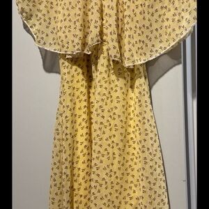 One Shoulder Yellow Floral Dress